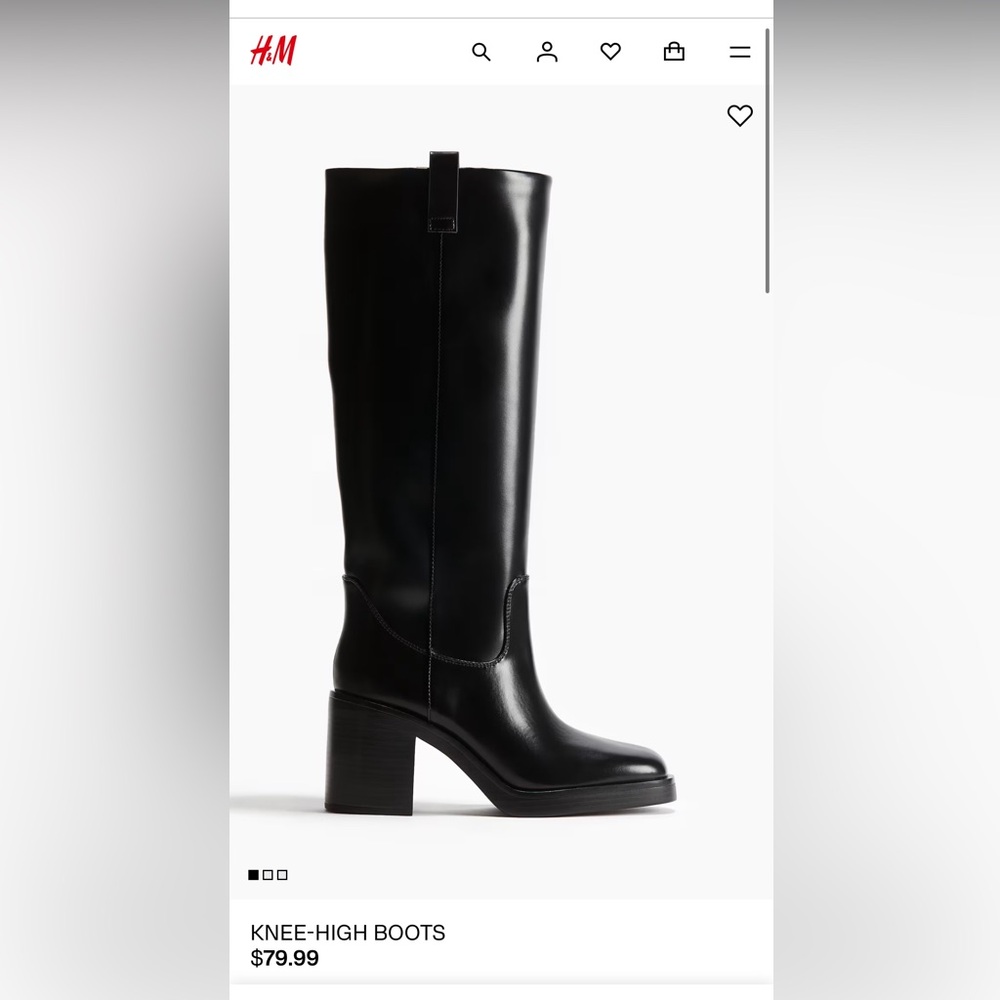 H&M black leather knee high boots
